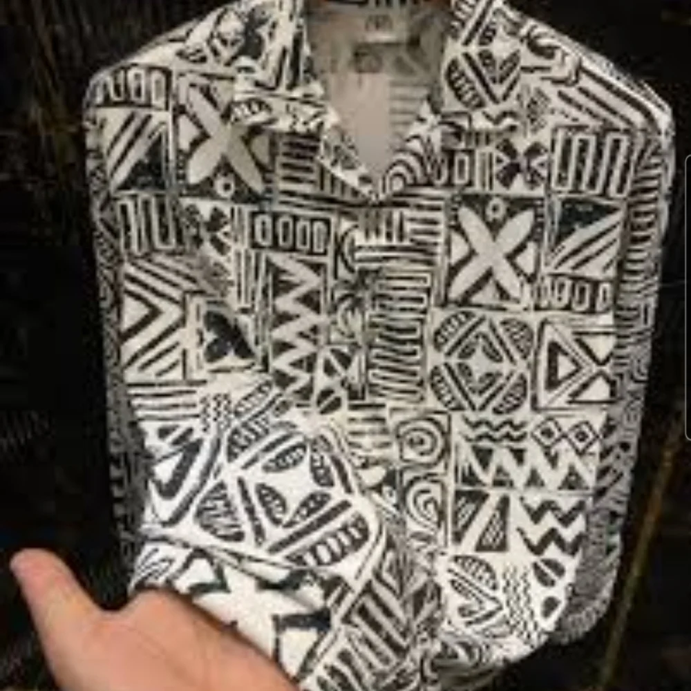 New Zara Men's Geometric Print Shirt Black White 0399/064 - Picture 9 of 9